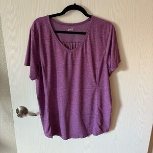 Duluth Trading Co V-Neck Purple Short Sleeve Tee